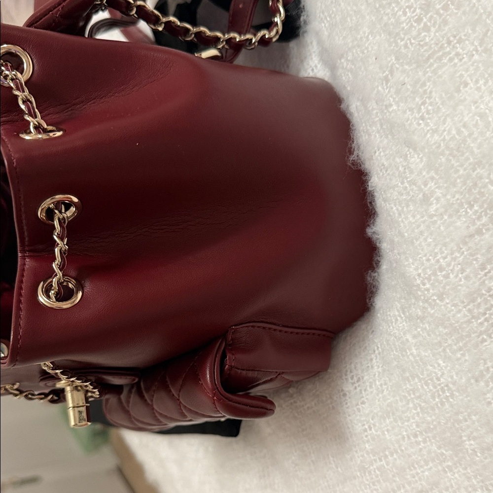 Authentic Chanel Mini Dark Red leather Quilted Backpack - Picture 5 of 8